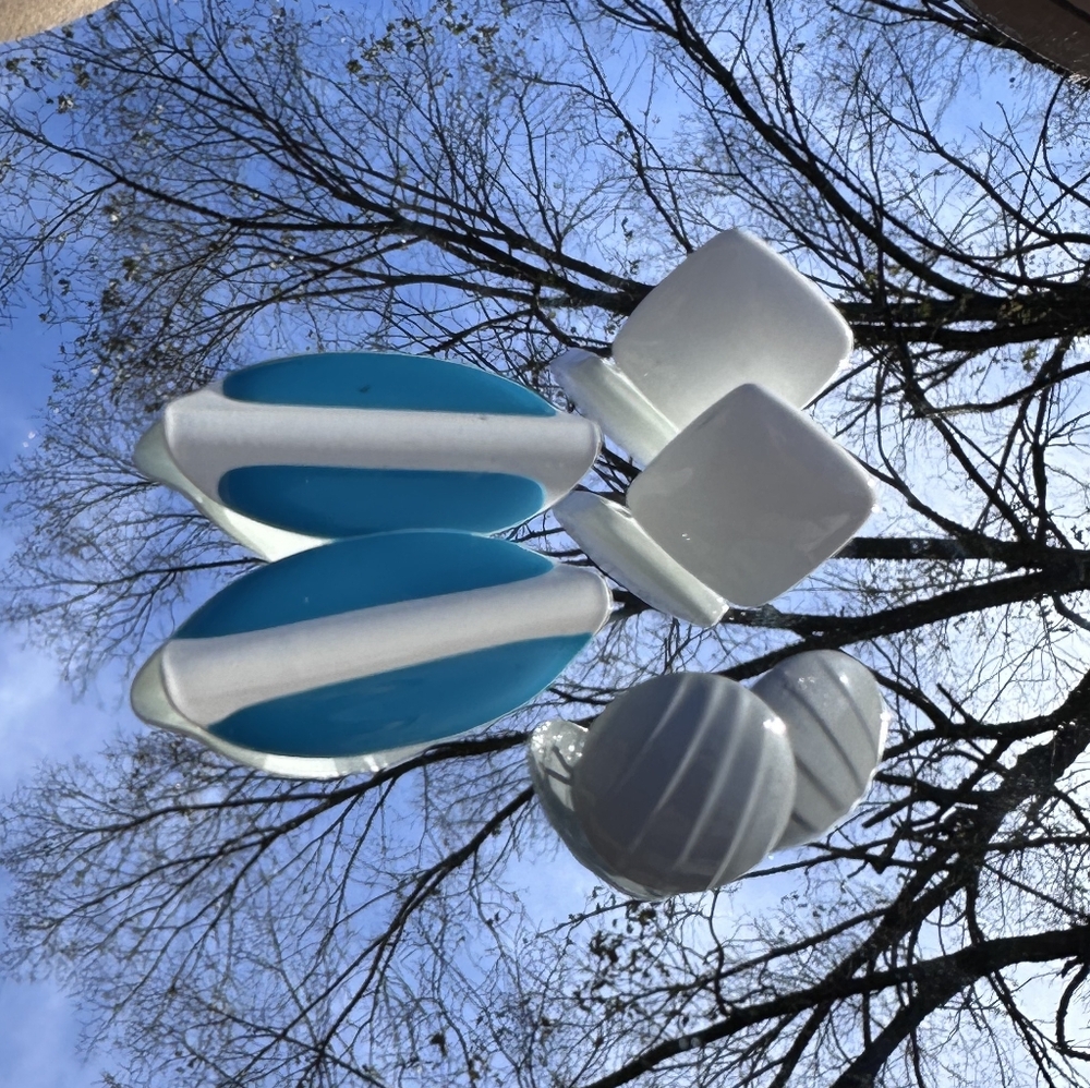 Vintage Art Deco Blue and White Earrings